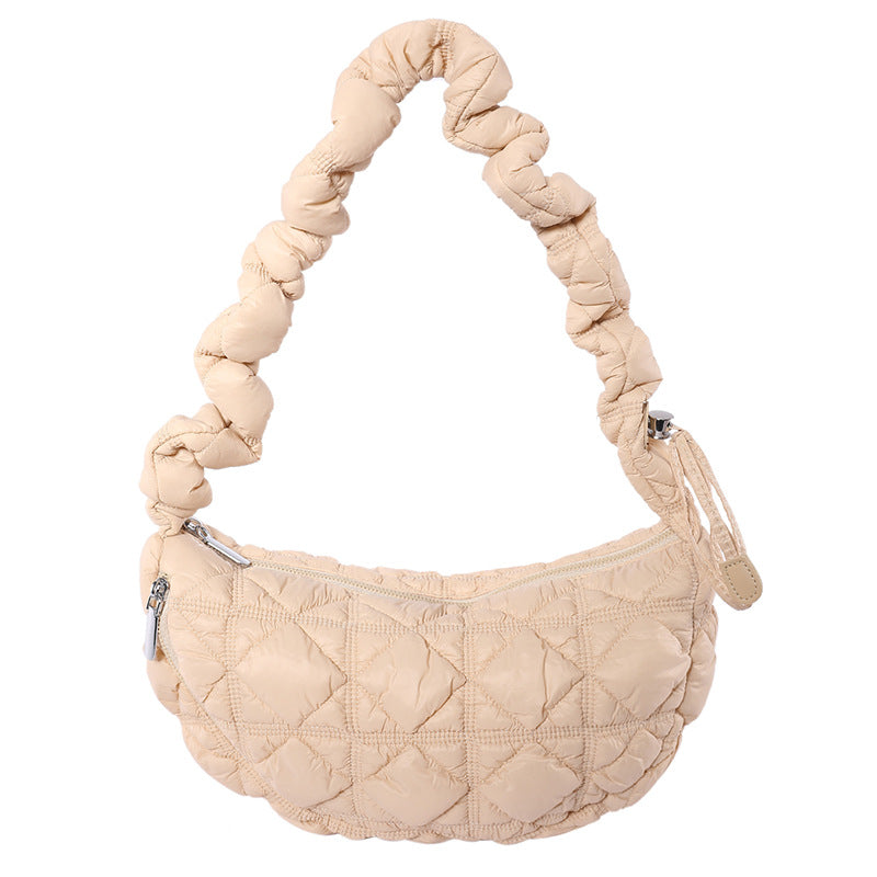 Women’s Cotton Underarm Bag Featuring Cloud Shape And Embroidery With Single Shoulder Strap