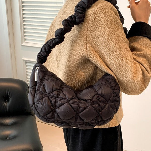 Women’s Cotton Underarm Bag Featuring Cloud Shape And Embroidery With Single Shoulder Strap