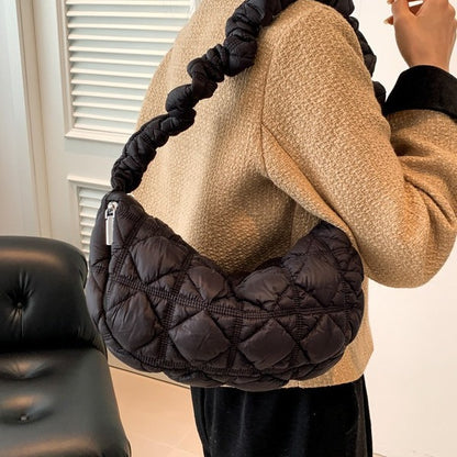 Women’s Cotton Underarm Bag Featuring Cloud Shape And Embroidery With Single Shoulder Strap