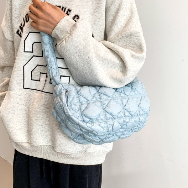 Women’s Cotton Underarm Bag Featuring Cloud Shape And Embroidery With Single Shoulder Strap