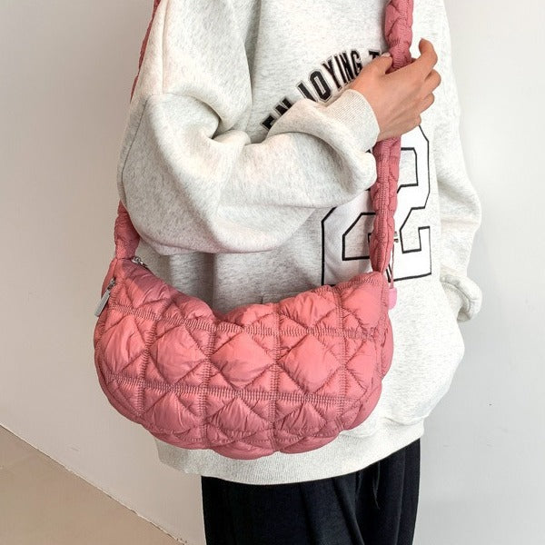 Women’s Cotton Underarm Bag Featuring Cloud Shape And Embroidery With Single Shoulder Strap