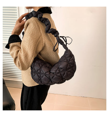 Women’s Cotton Underarm Bag Featuring Cloud Shape And Embroidery With Single Shoulder Strap