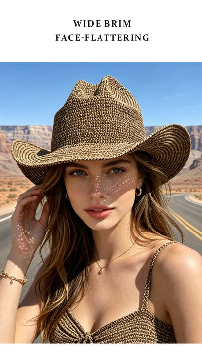 British Style Solid Color Wide Brim Straw Hat For Women With UV Protection, Featuring Braid Craftsmanship