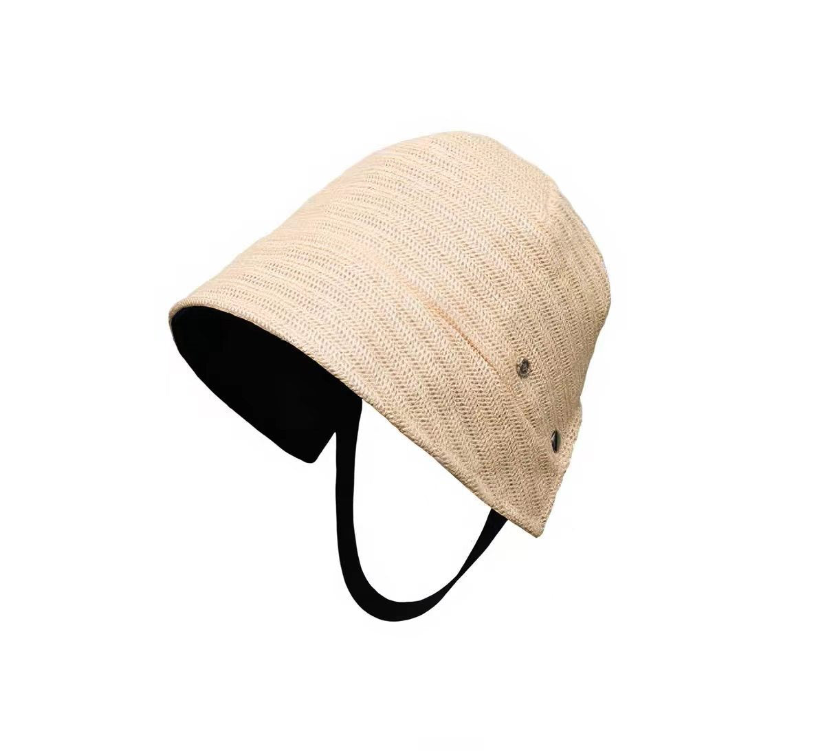 Solid Color Wide Brim Bucket Hat In Straw Material With Sewing Craft, Simple Style Featuring UV Protection
