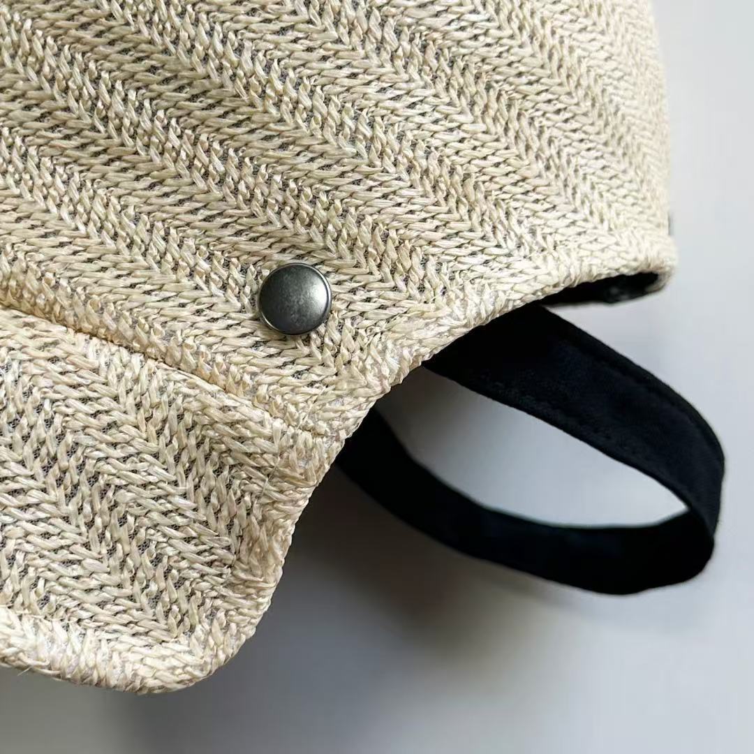 Solid Color Wide Brim Bucket Hat In Straw Material With Sewing Craft, Simple Style Featuring UV Protection