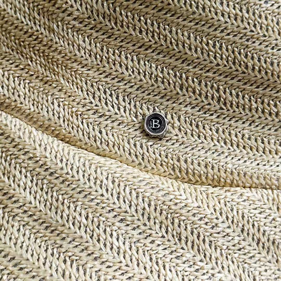 Solid Color Wide Brim Bucket Hat In Straw Material With Sewing Craft, Simple Style Featuring UV Protection