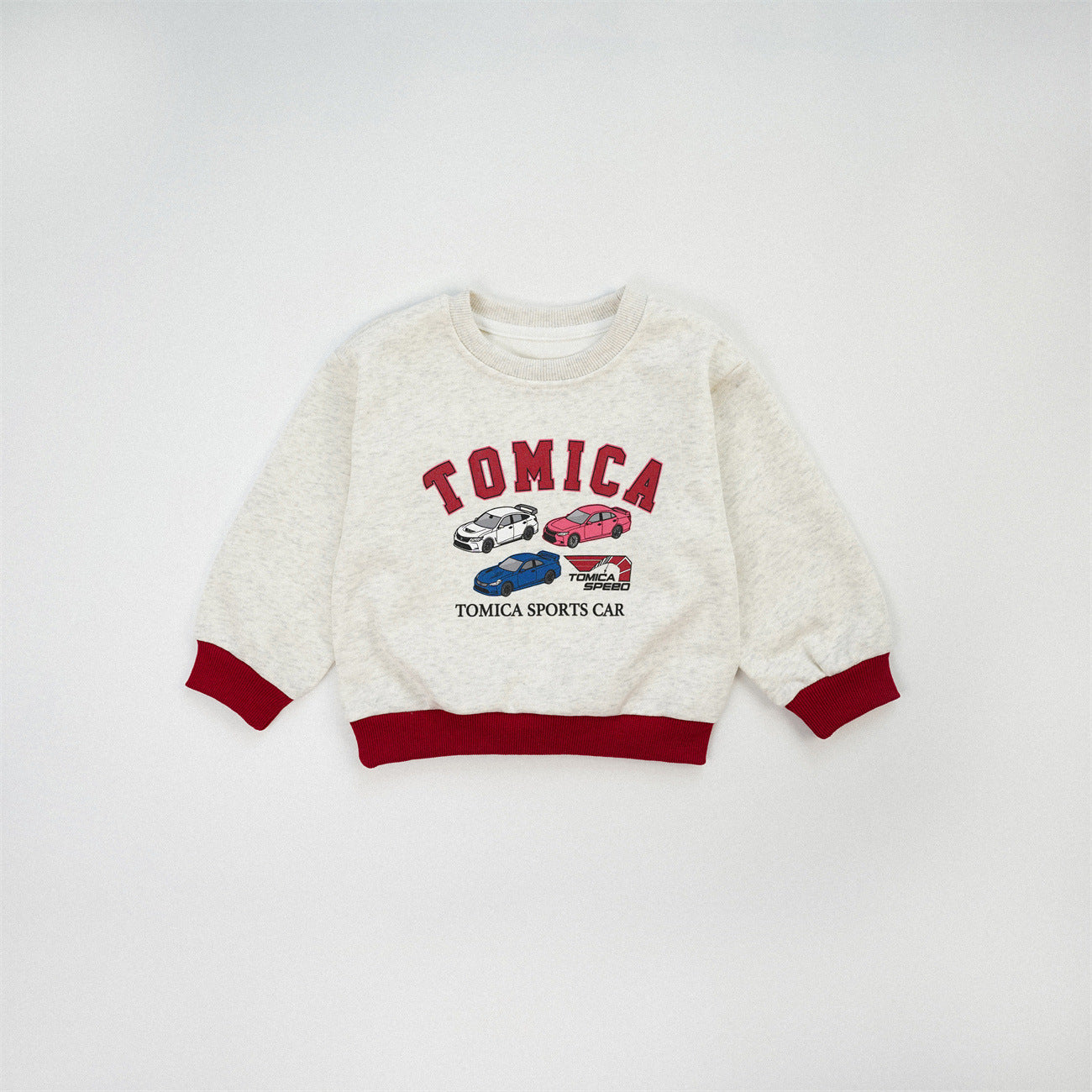 Boy's Navy Blue Cotton Blend Car Pattern Pullover Sweatshirt With Long Sleeves For Toddlers 3-6 Years