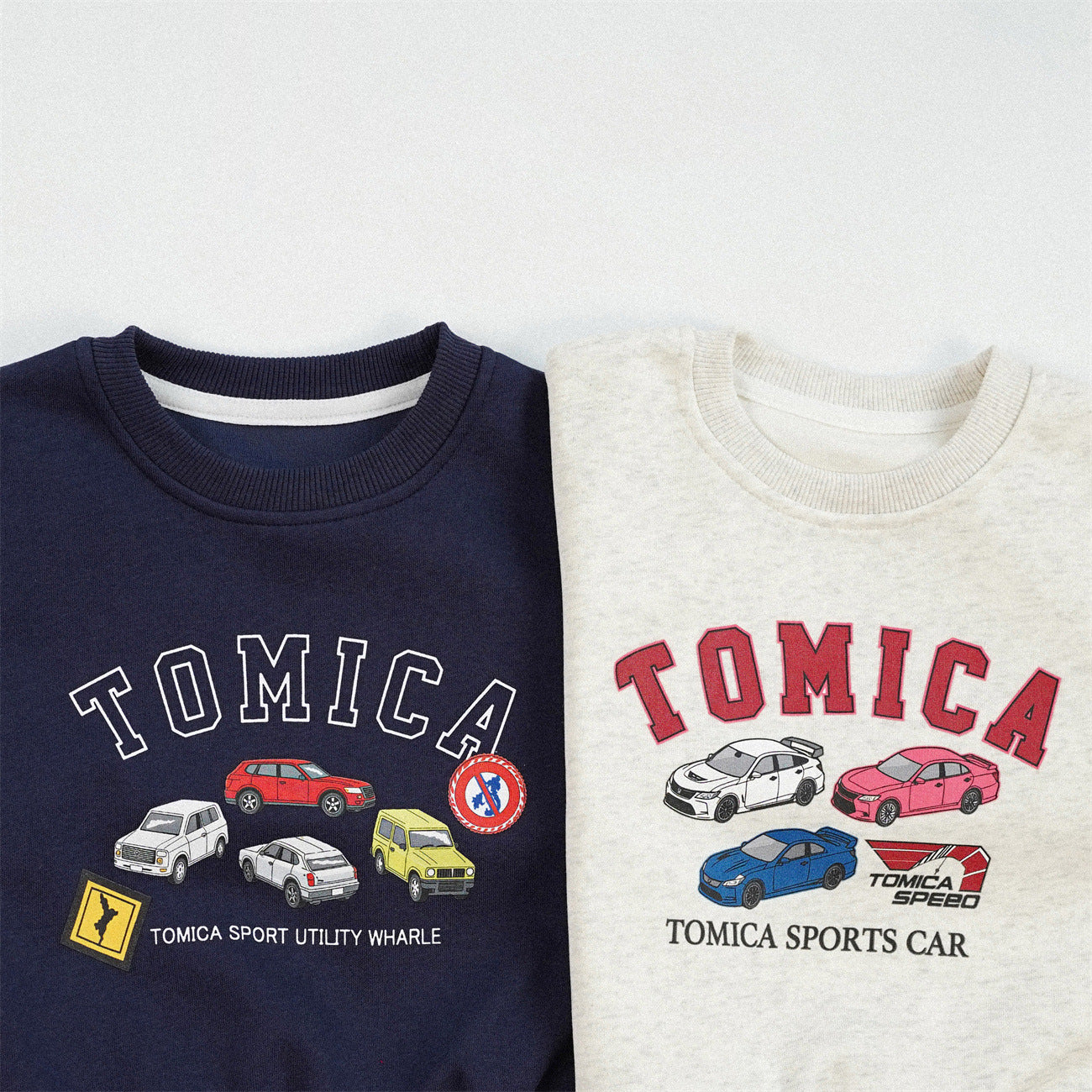 Boy's Navy Blue Cotton Blend Car Pattern Pullover Sweatshirt With Long Sleeves For Toddlers 3-6 Years