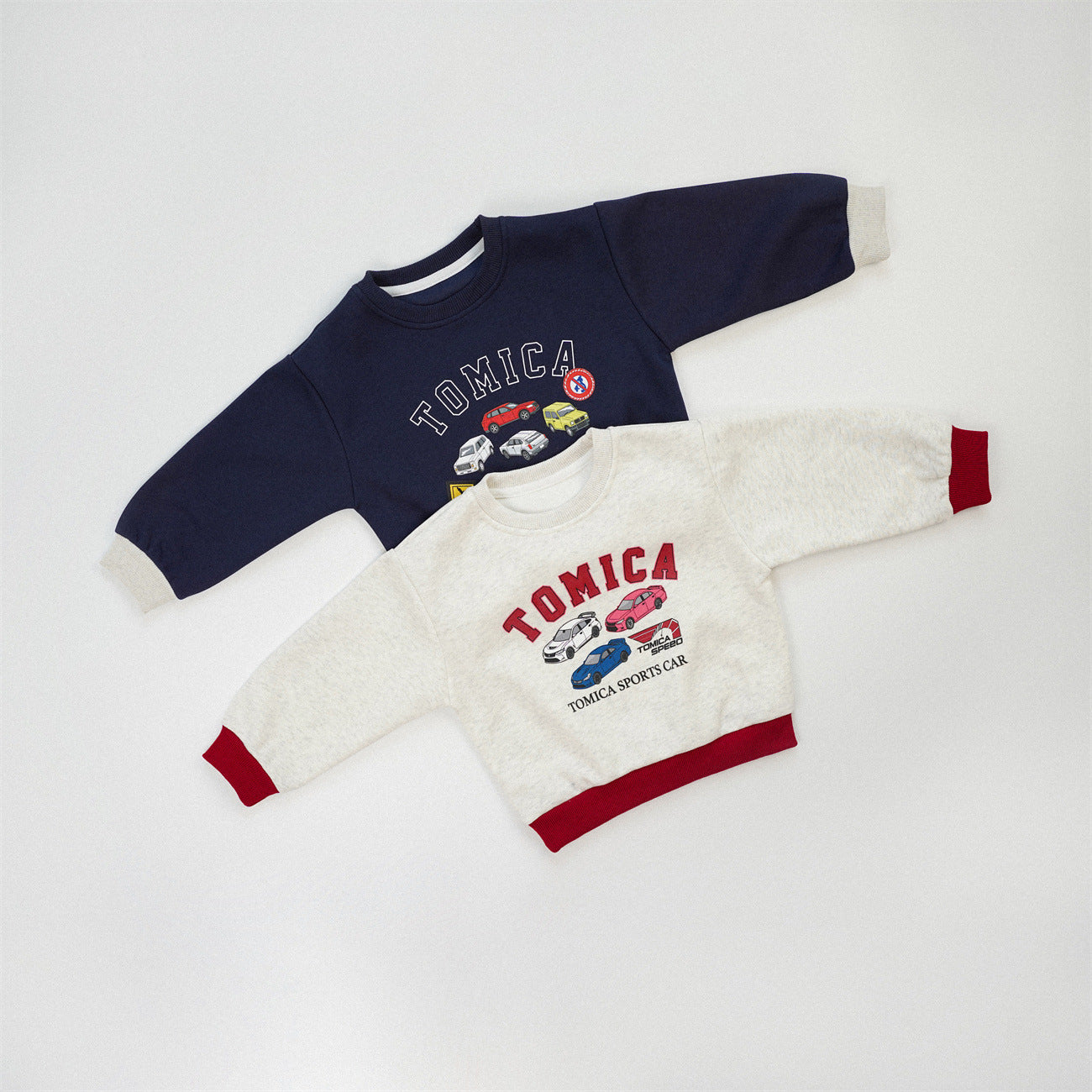 Boy's Navy Blue Cotton Blend Car Pattern Pullover Sweatshirt With Long Sleeves For Toddlers 3-6 Years