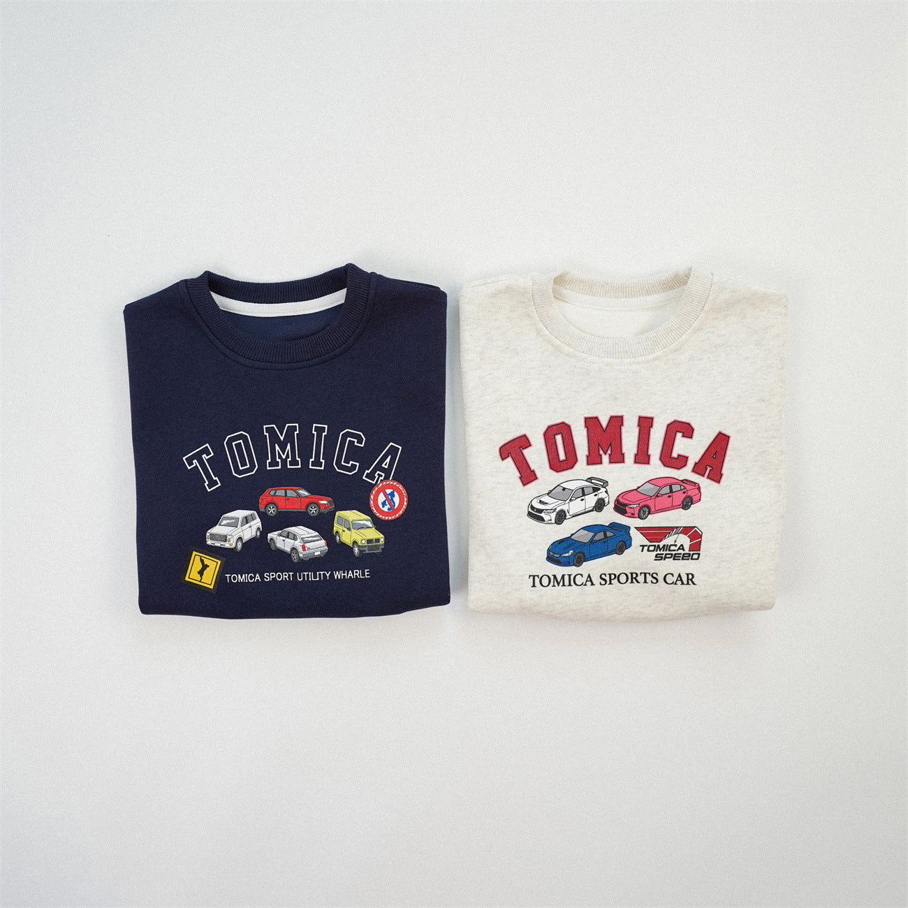 Boy's Navy Blue Cotton Blend Car Pattern Pullover Sweatshirt With Long Sleeves For Toddlers 3-6 Years