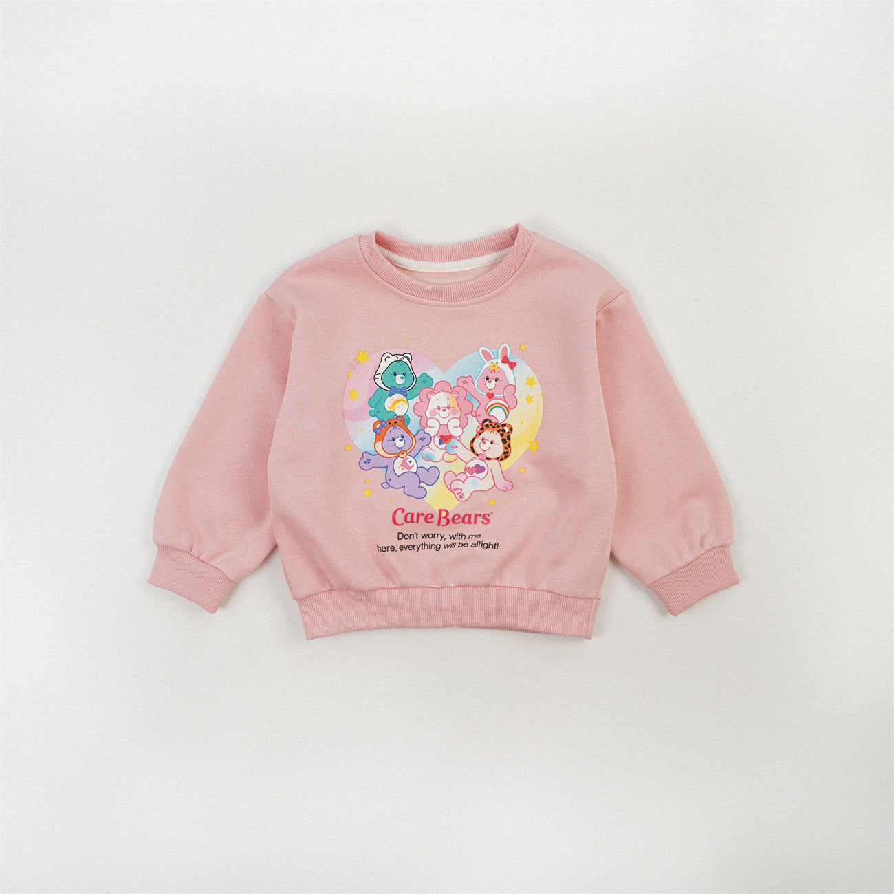 Cute Cartoon Children's Sweatshirt For Girls In Natural Pink, Cotton Blends Fabric With Printing, Pullover Style