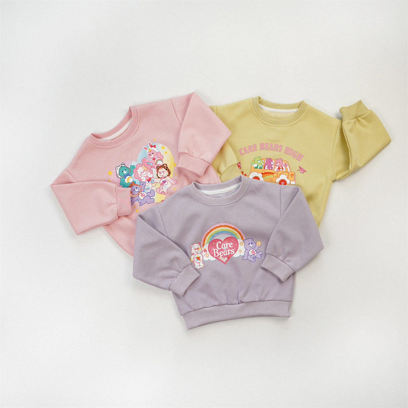 Cute Cartoon Children's Sweatshirt For Girls In Natural Pink, Cotton Blends Fabric With Printing, Pullover Style