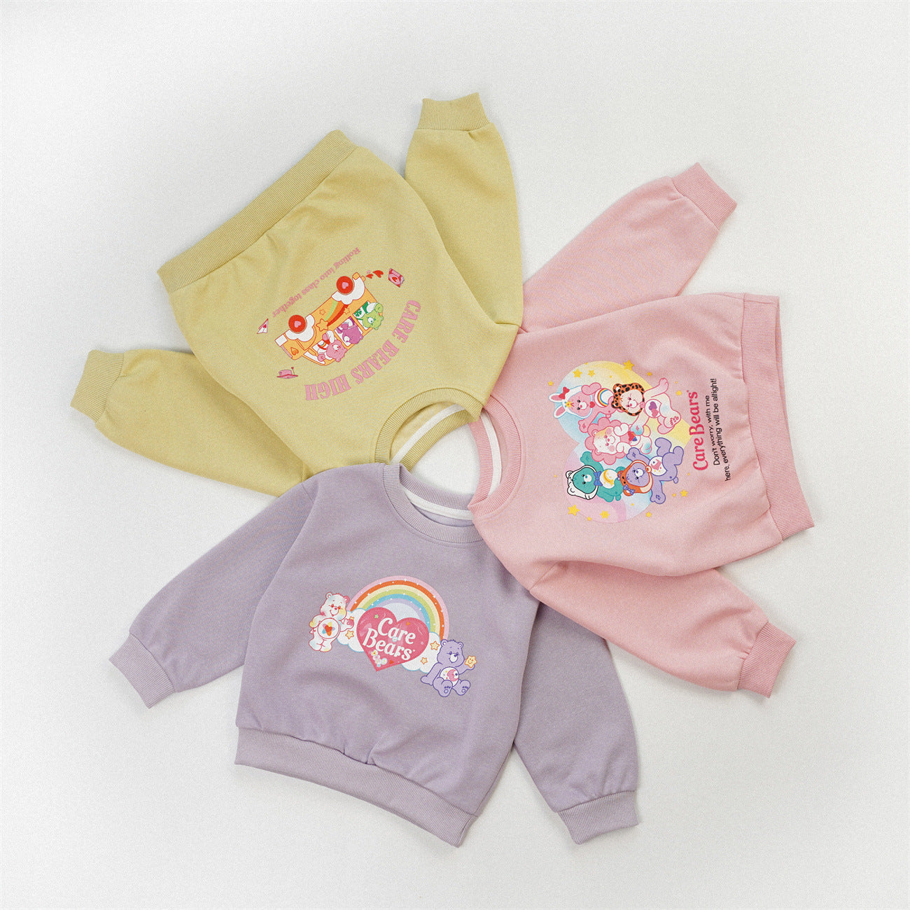 Cute Cartoon Children's Sweatshirt For Girls In Natural Pink, Cotton Blends Fabric With Printing, Pullover Style