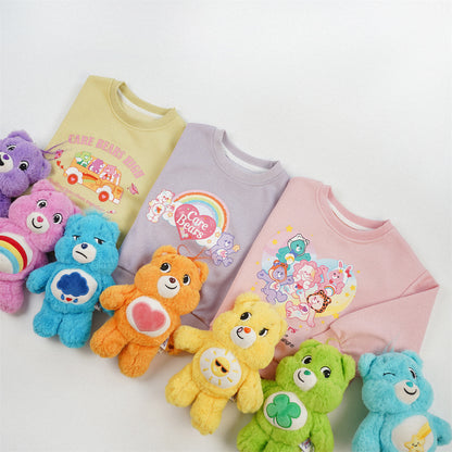 Cute Cartoon Children's Sweatshirt For Girls In Natural Pink, Cotton Blends Fabric With Printing, Pullover Style