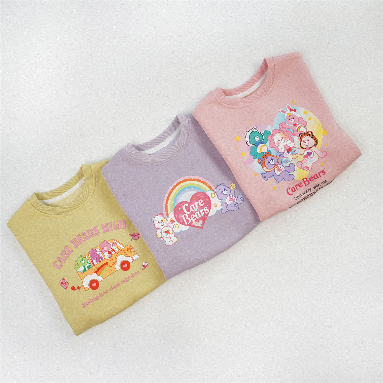 Cute Cartoon Children's Sweatshirt For Girls In Natural Pink, Cotton Blends Fabric With Printing, Pullover Style