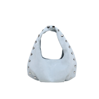 Solid Color PU Leather Dumpling Shape Underarm Bag For Women With Sewing Thread Detail And Single Shoulder Strap