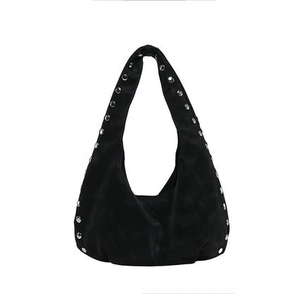 Solid Color PU Leather Dumpling Shape Underarm Bag For Women With Sewing Thread Detail And Single Shoulder Strap