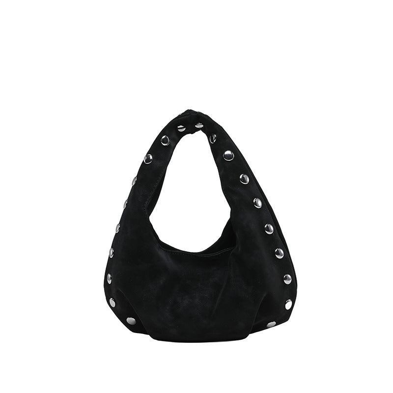 Solid Color PU Leather Dumpling Shape Underarm Bag For Women With Sewing Thread Detail And Single Shoulder Strap