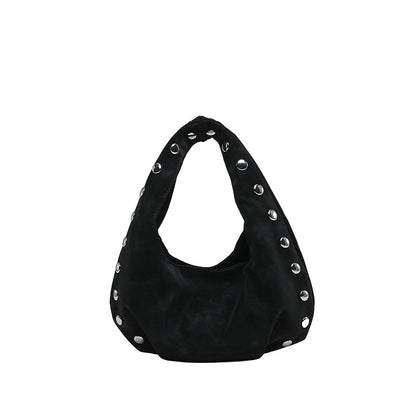 Solid Color PU Leather Dumpling Shape Underarm Bag For Women With Sewing Thread Detail And Single Shoulder Strap