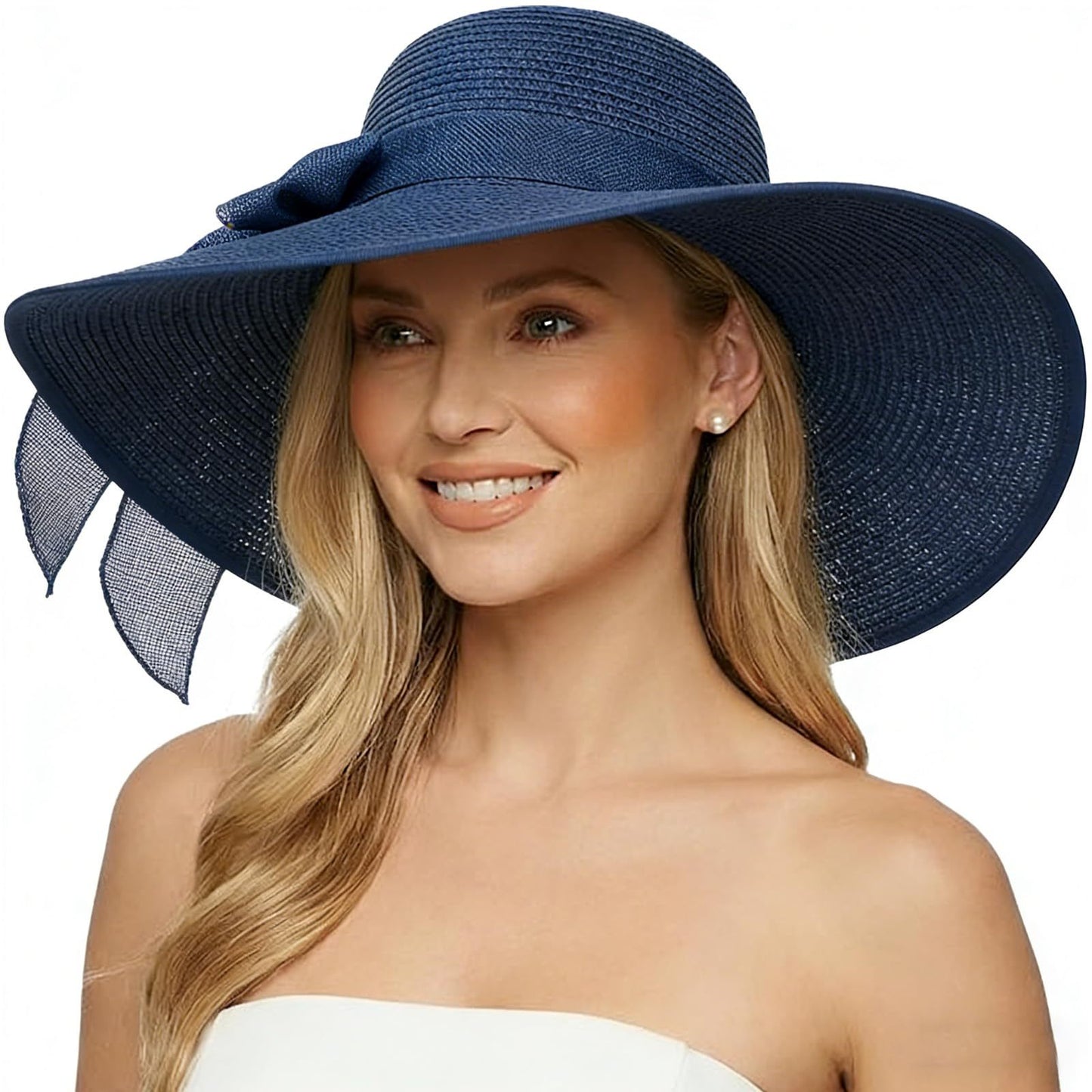 Women's Wide Brim Straw Hat With UV Protection, Vacation Style Featuring Braid Craftsmanship