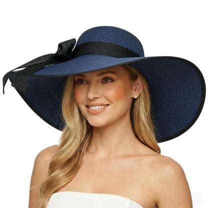 Women's Wide Brim Straw Hat With UV Protection, Vacation Style Featuring Braid Craftsmanship