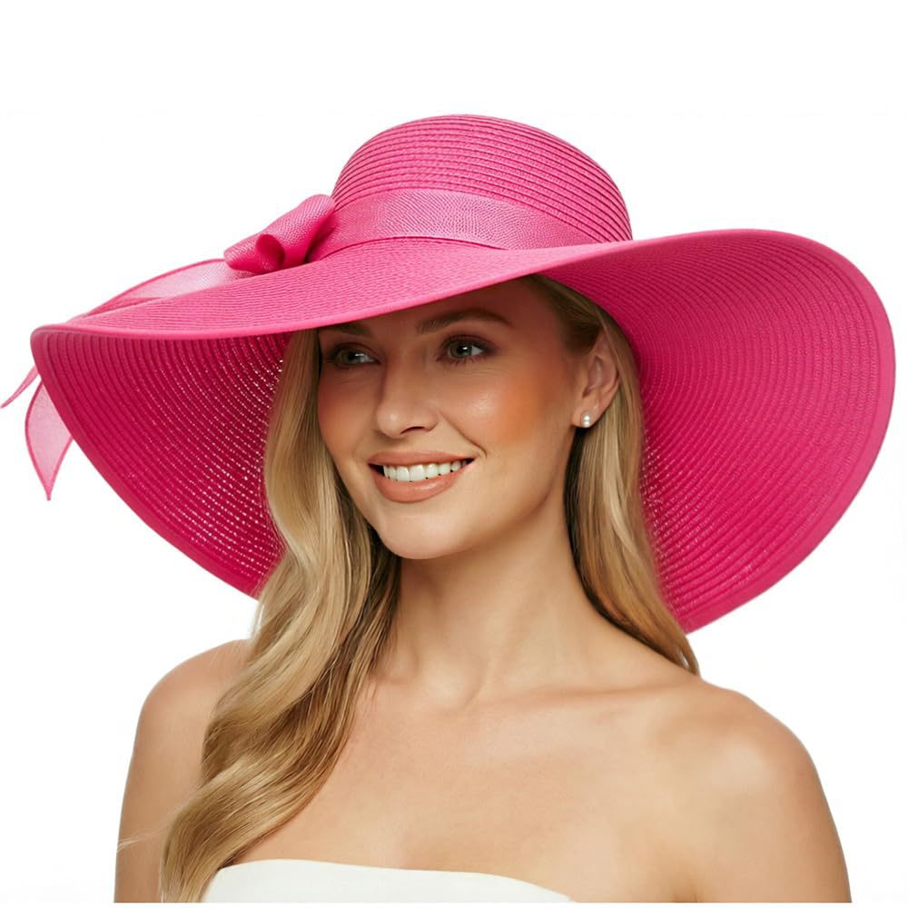Women's Wide Brim Straw Hat With UV Protection, Vacation Style Featuring Braid Craftsmanship