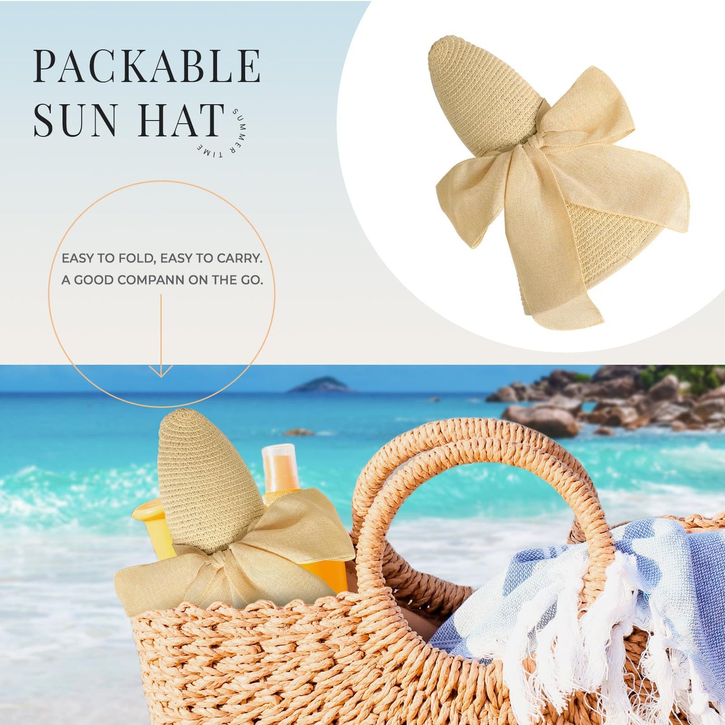 Women's Wide Brim Straw Hat With UV Protection, Vacation Style Featuring Braid Craftsmanship