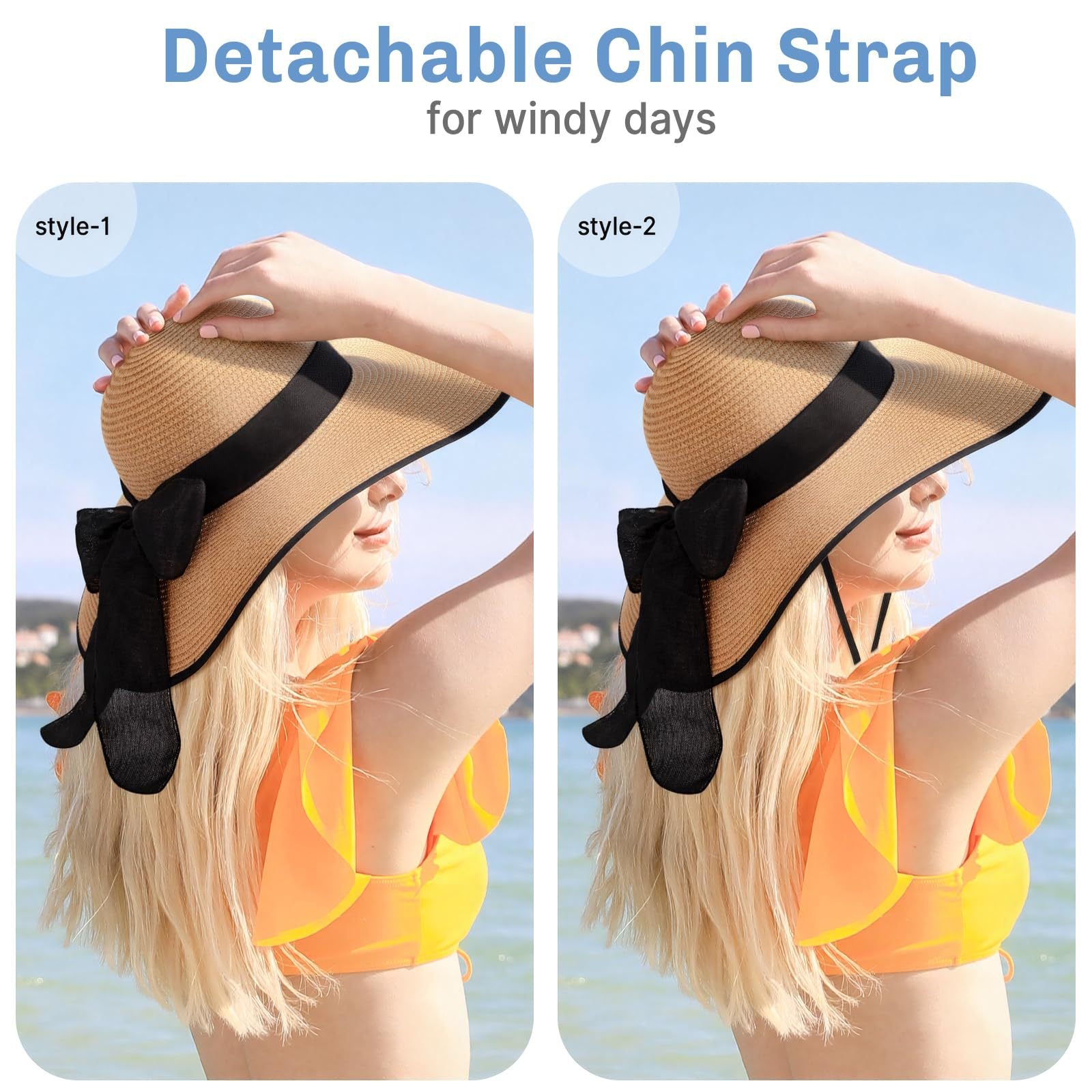 Women's Wide Brim Straw Hat With UV Protection, Vacation Style Featuring Braid Craftsmanship