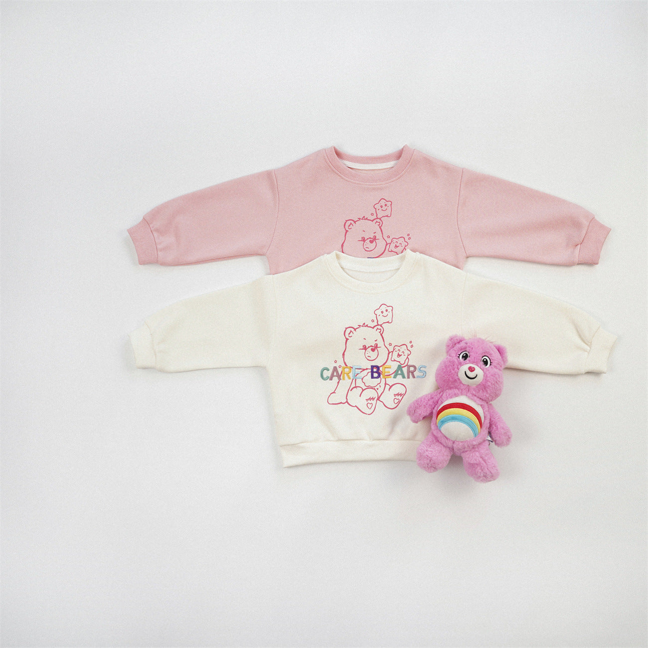 Cute Cartoon Children's Sweatshirt In Beige Cotton Blends With Embroidery And Round Neck Pullover Design