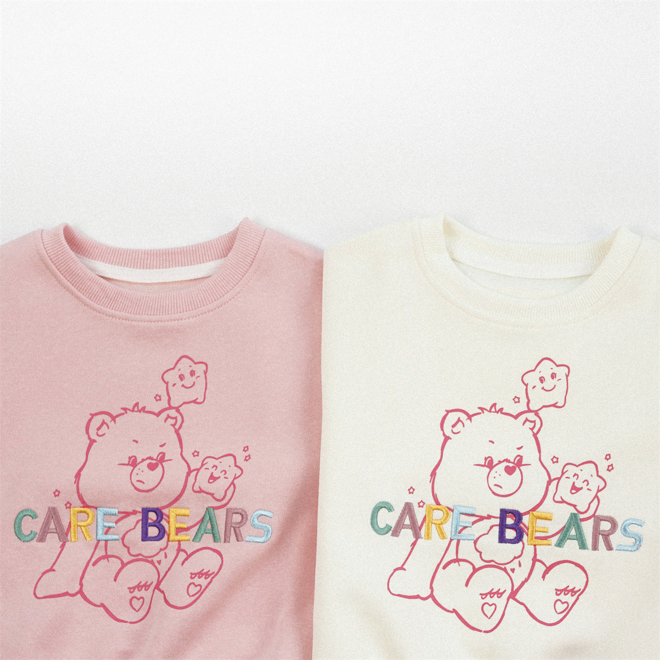 Cute Cartoon Children's Sweatshirt In Beige Cotton Blends With Embroidery And Round Neck Pullover Design