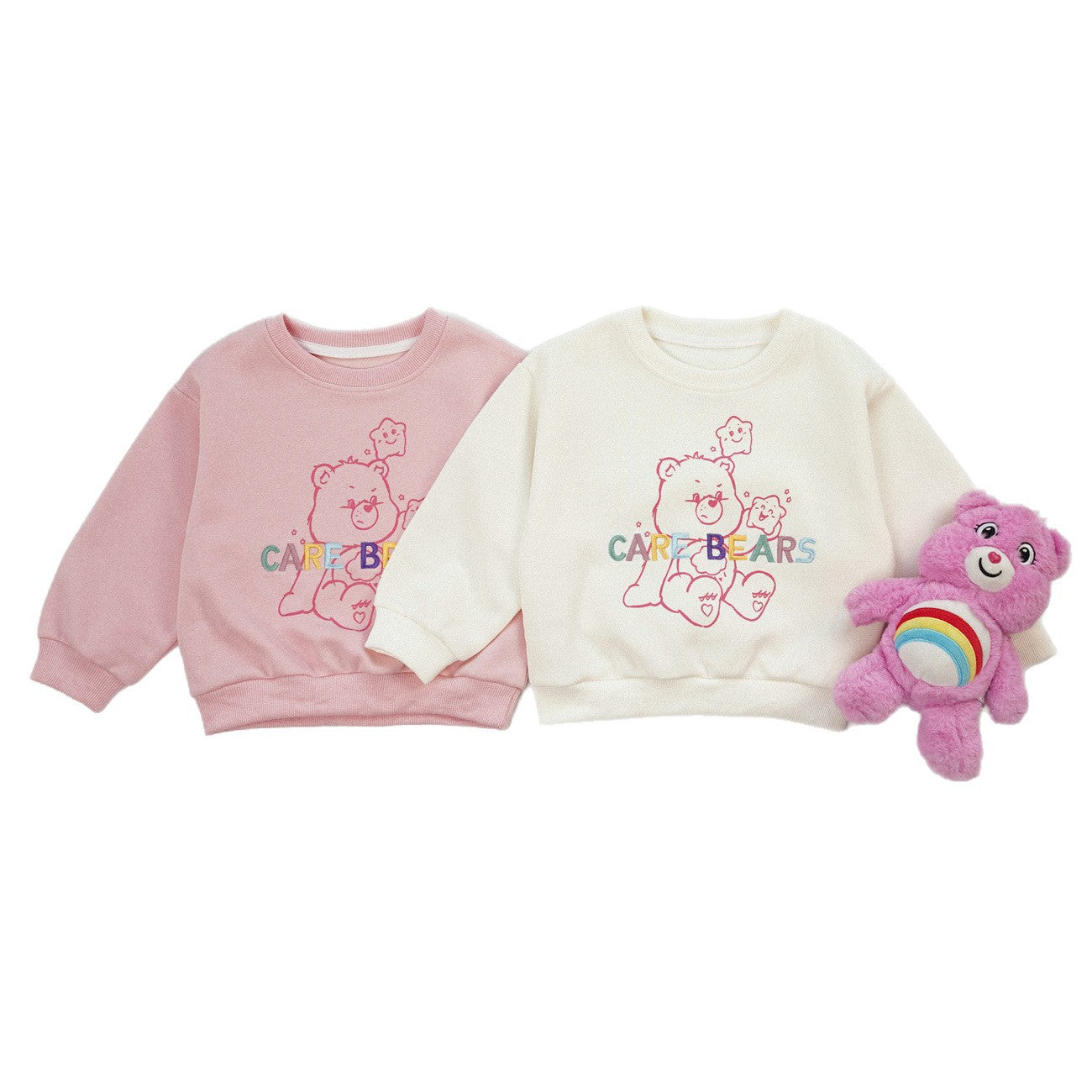 Cute Cartoon Children's Sweatshirt In Beige Cotton Blends With Embroidery And Round Neck Pullover Design