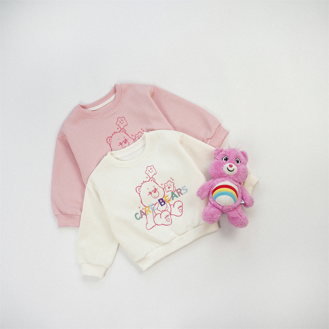 Cute Cartoon Children's Sweatshirt In Beige Cotton Blends With Embroidery And Round Neck Pullover Design