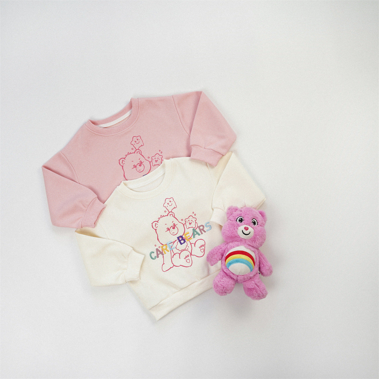 Cute Cartoon Children's Sweatshirt In Beige Cotton Blends With Embroidery And Round Neck Pullover Design