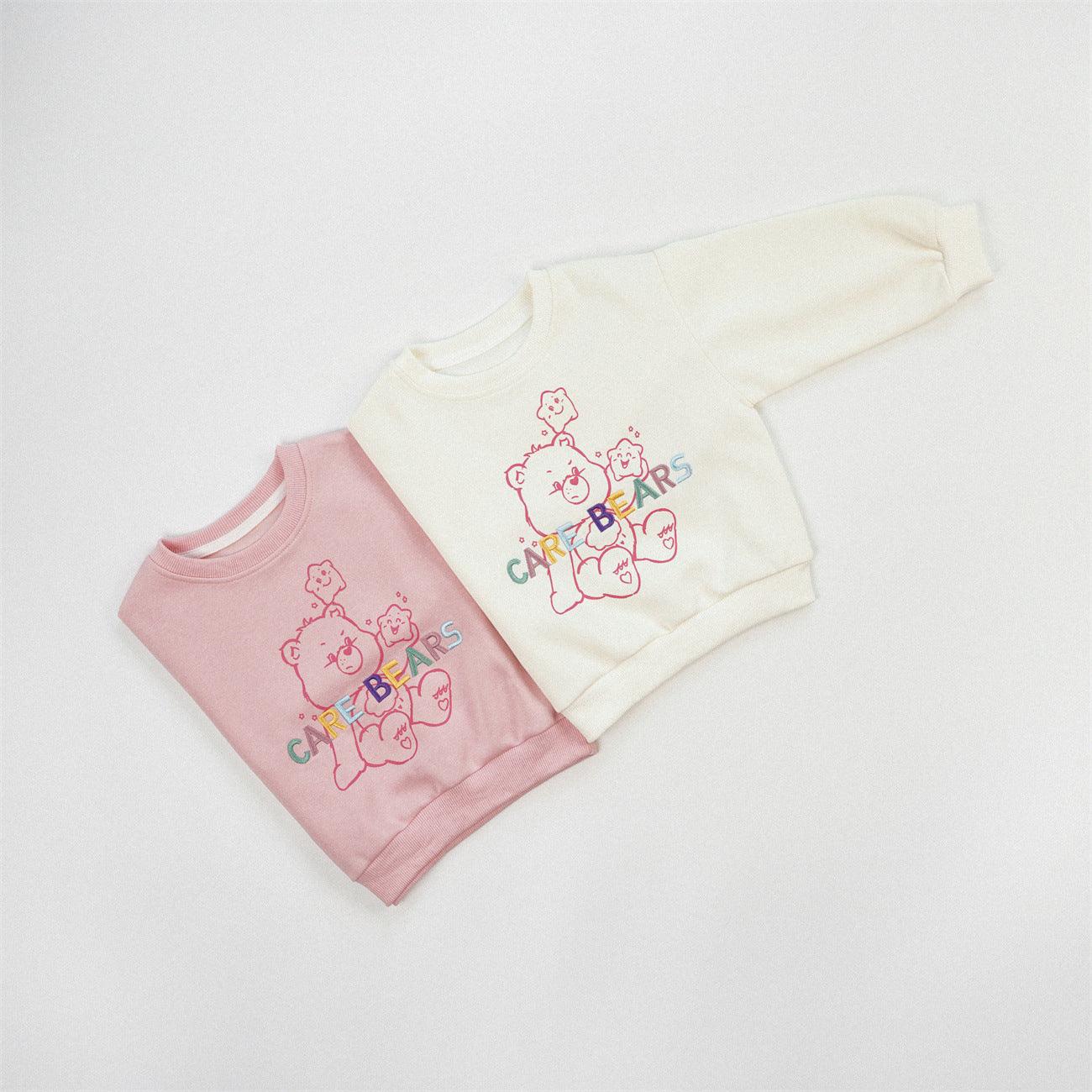 Cute Cartoon Children's Sweatshirt In Beige Cotton Blends With Embroidery And Round Neck Pullover Design