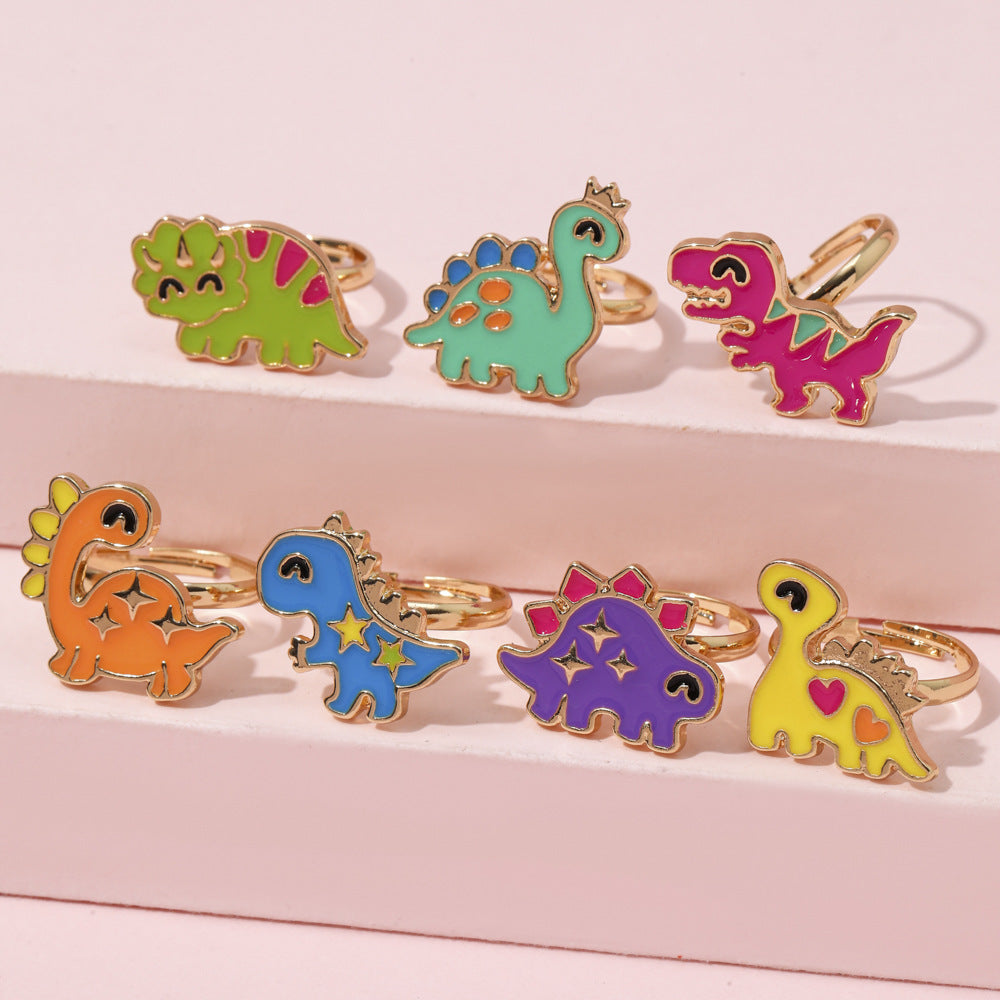 Cartoon Style Dinosaur Alloy Ring For Girls, Perfect For Anniversary Gifts In Children's Jewelry