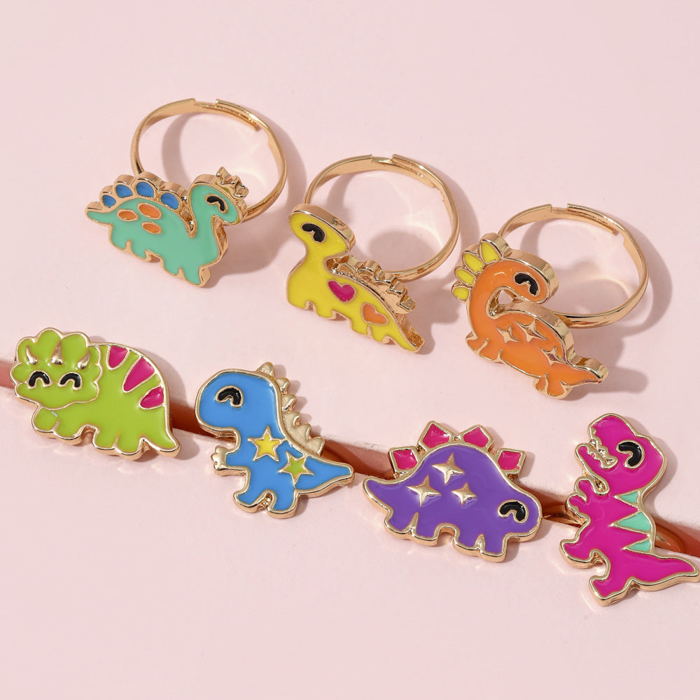 Cartoon Style Dinosaur Alloy Ring For Girls, Perfect For Anniversary Gifts In Children's Jewelry