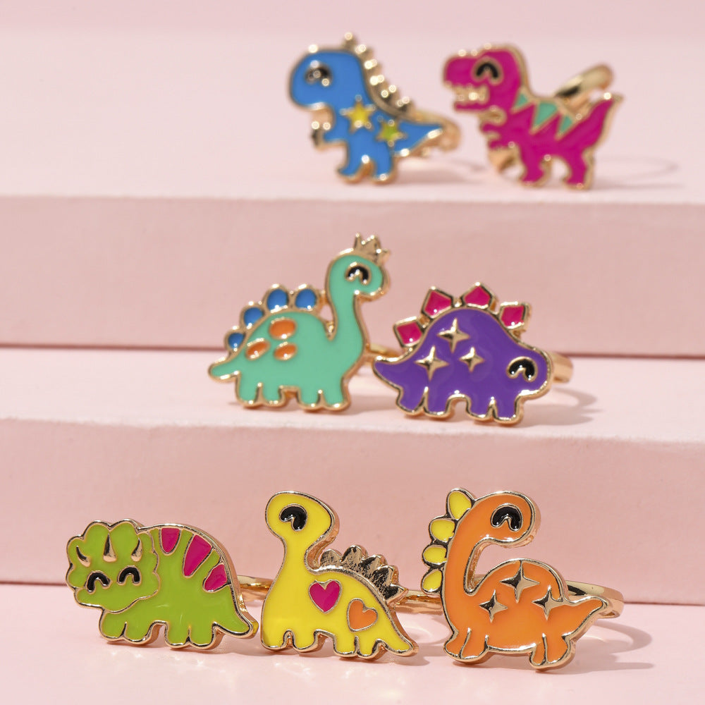 Cartoon Style Dinosaur Alloy Ring For Girls, Perfect For Anniversary Gifts In Children's Jewelry
