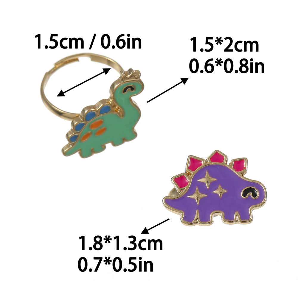 Cartoon Style Dinosaur Alloy Ring For Girls, Perfect For Anniversary Gifts In Children's Jewelry