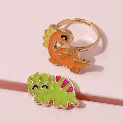 Cartoon Style Dinosaur Alloy Ring For Girls, Perfect For Anniversary Gifts In Children's Jewelry