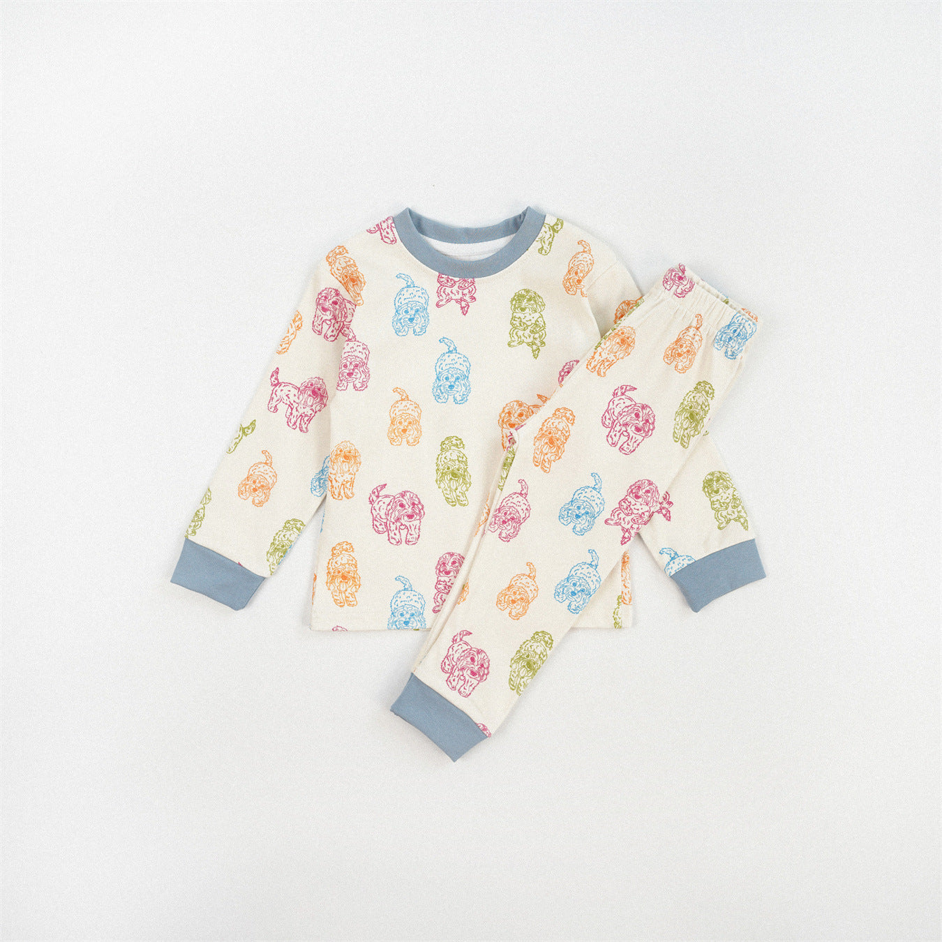 Cute Girl's Stripe Pant Co-ord Set In Cotton Printing For Autumn Children's Home Clothes