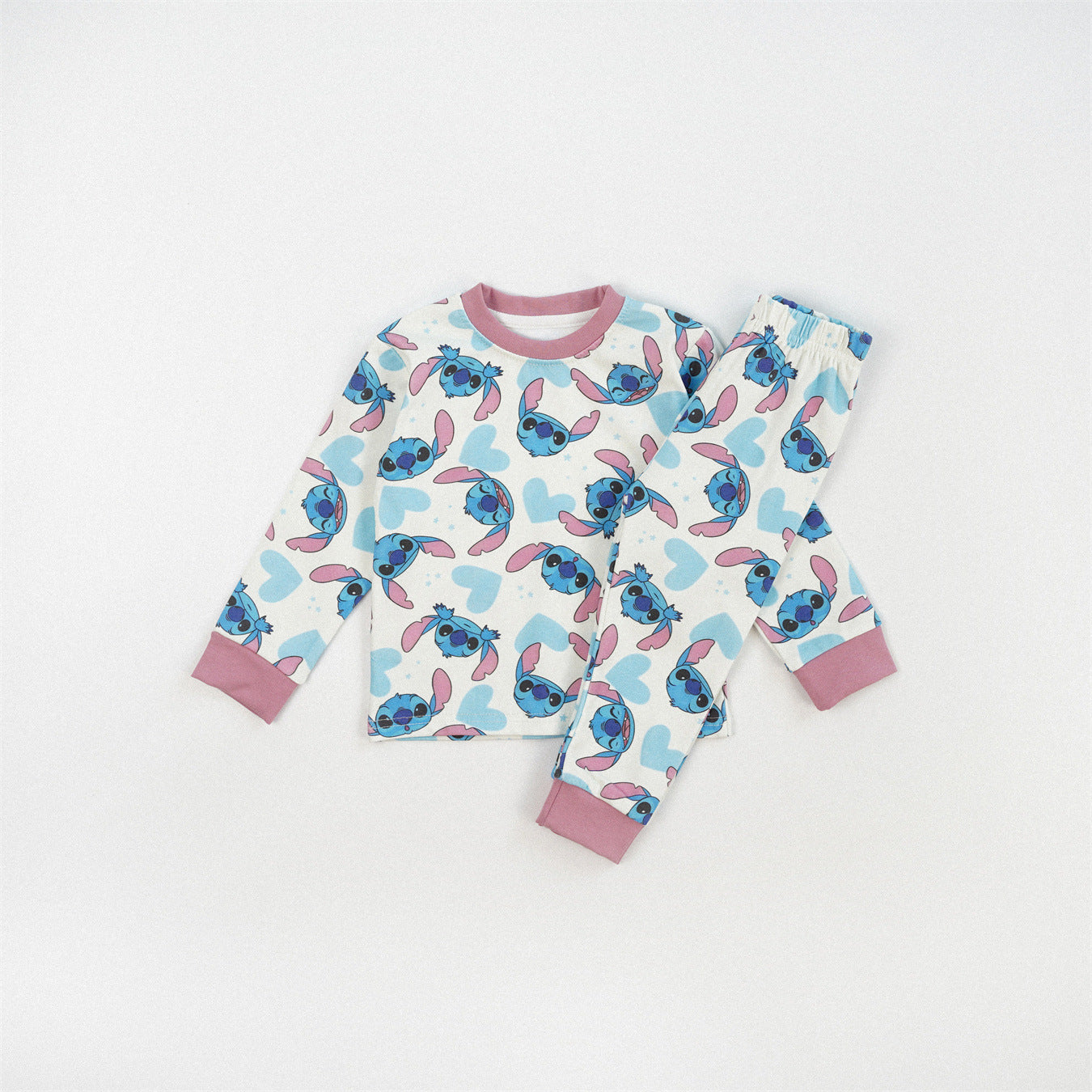 Cute Girl's Stripe Pant Co-ord Set In Cotton Printing For Autumn Children's Home Clothes
