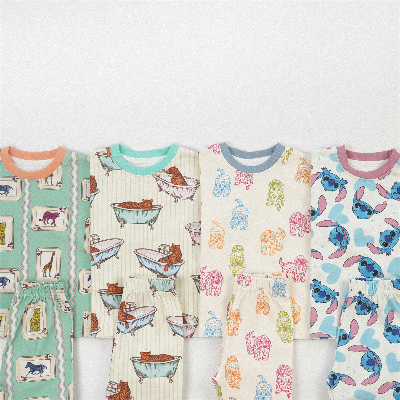 Cute Girl's Stripe Pant Co-ord Set In Cotton Printing For Autumn Children's Home Clothes