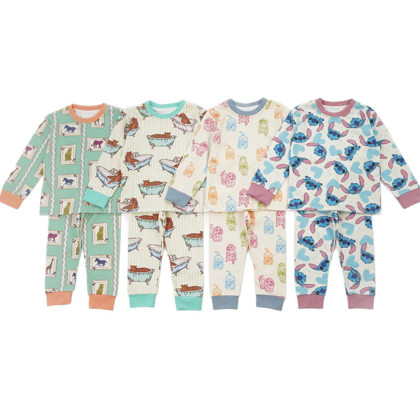 Cute Girl's Stripe Pant Co-ord Set In Cotton Printing For Autumn Children's Home Clothes