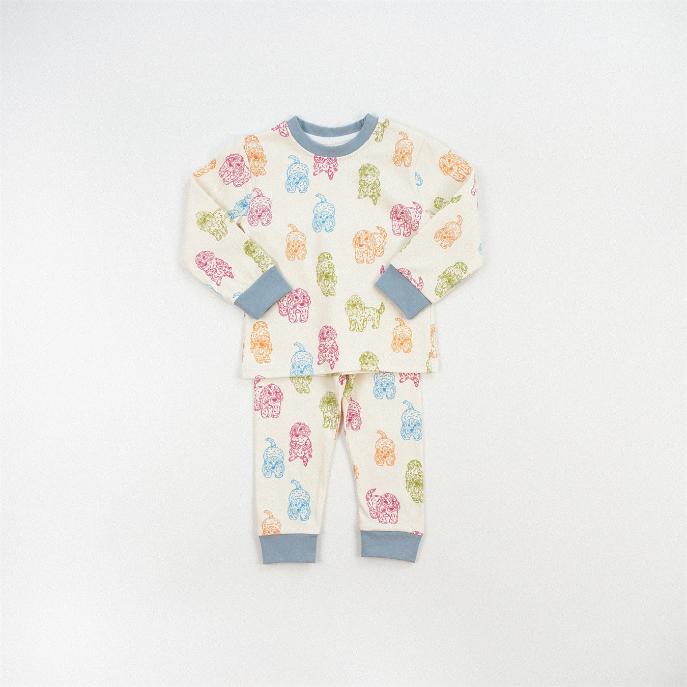Cute Girl's Stripe Pant Co-ord Set In Cotton Printing For Autumn Children's Home Clothes