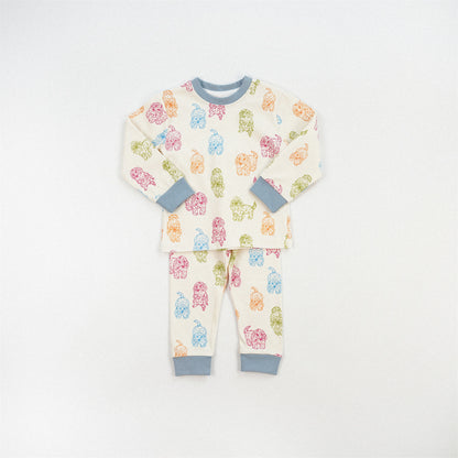 Cute Girl's Stripe Pant Co-ord Set In Cotton Printing For Autumn Children's Home Clothes