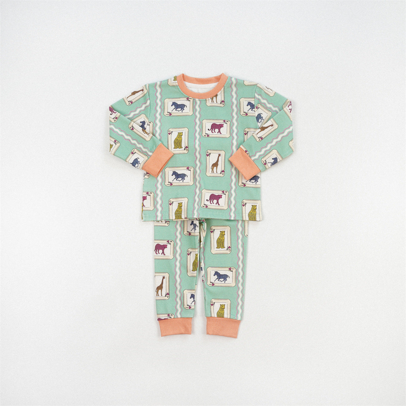Cute Girl's Stripe Pant Co-ord Set In Cotton Printing For Autumn Children's Home Clothes