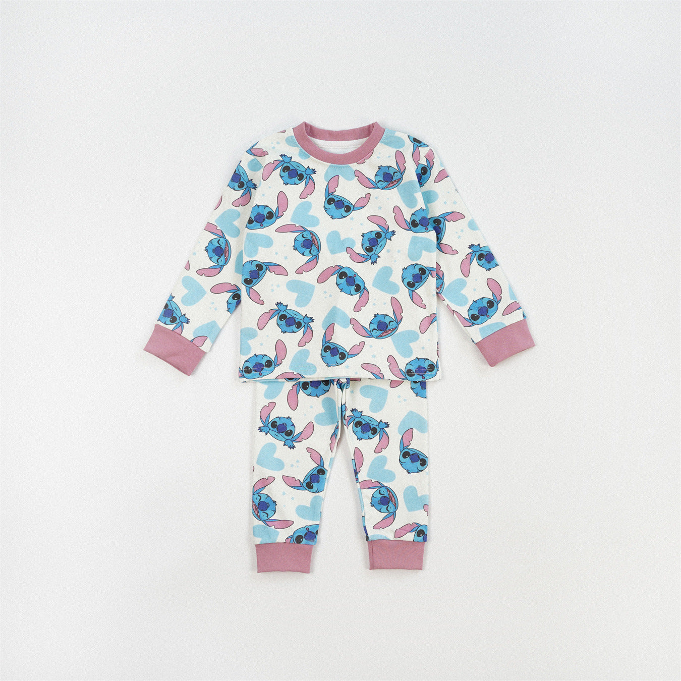 Cute Girl's Stripe Pant Co-ord Set In Cotton Printing For Autumn Children's Home Clothes