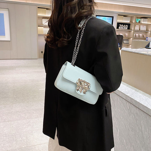 Square Bow Tie Shoulder Bag In PU Leather With Chain Strap, Perfect For Spring