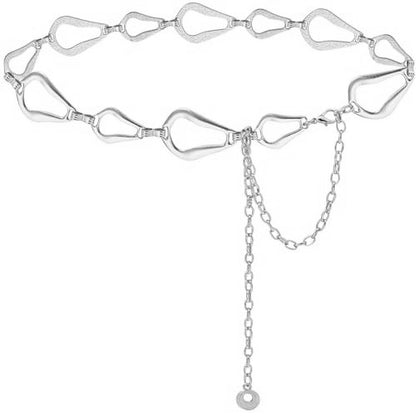 Simple Style Geometric Metal Waist Chain With Smooth Surface Finish In Silver, Unisex Design