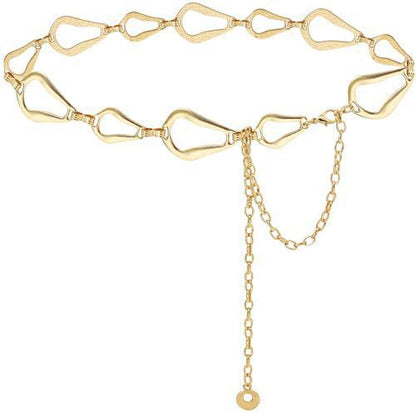 Simple Style Geometric Metal Waist Chain With Smooth Surface Finish In Silver, Unisex Design